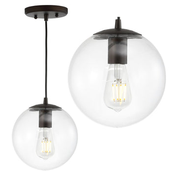 Bleecker 7.75" Metal/Glass Globe LED Pendant